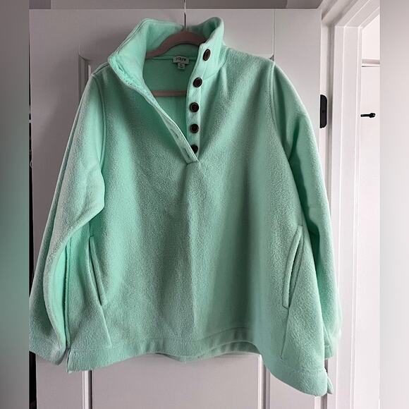 J. Crew Factory Mint Green Sherpa Pullover Sweater Women’s XL - Picture 2 of 12